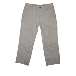 VINTAGE LL Bean cream double knee straight leg‎ gorp work pants 36x32